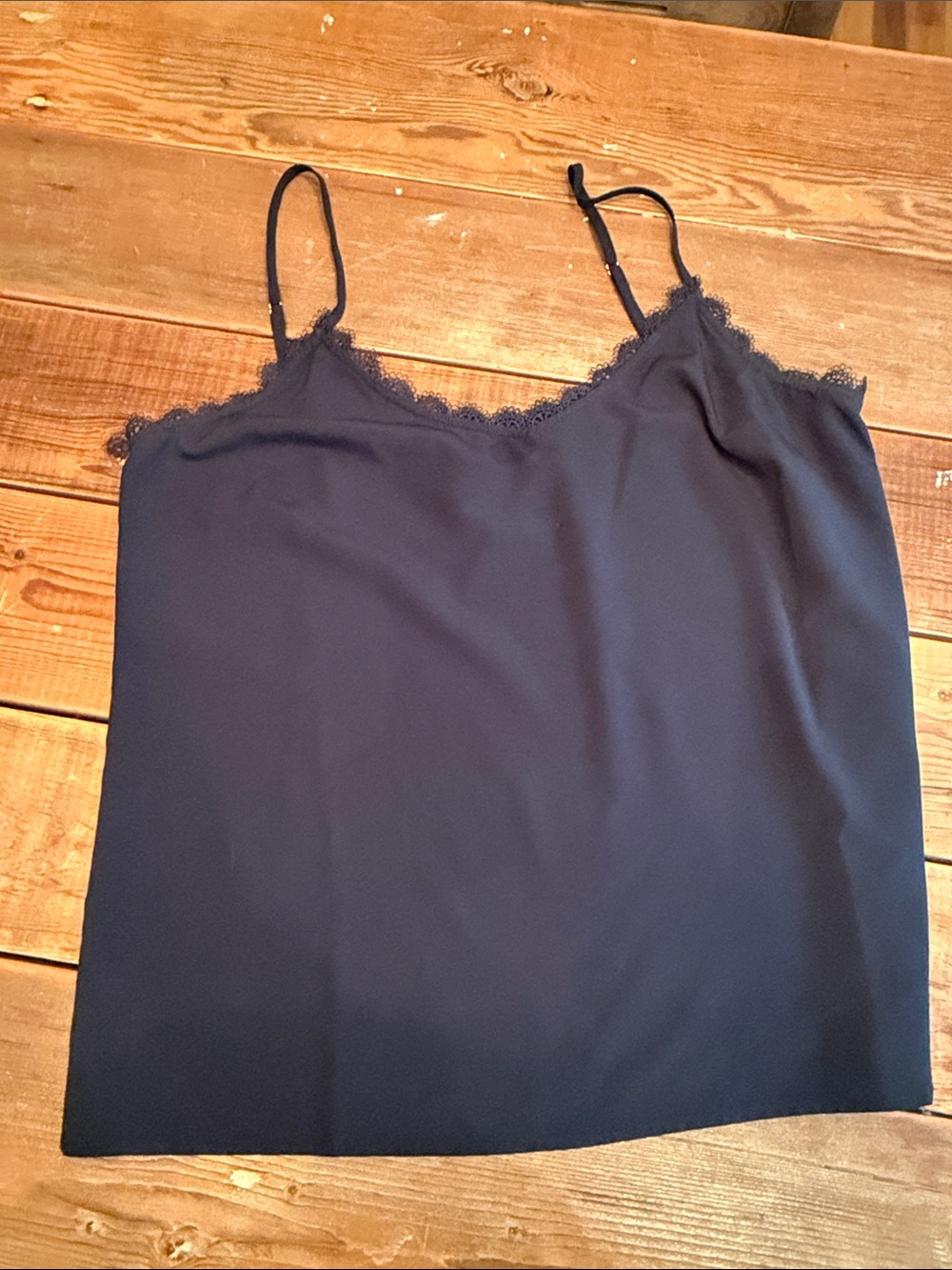 a new day Dark Navy Lace-Trim Slip Cami with Adjustable Straps